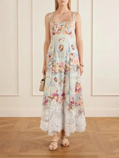 Camilla Printed Lace-trimmed Cotton-blend Midi Dress | Thumbnail 2