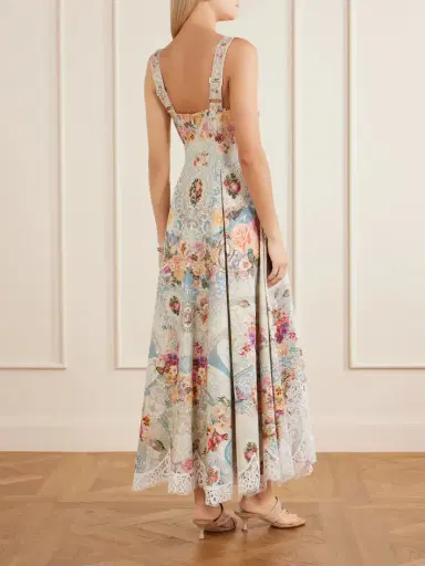 Camilla Printed Lace-trimmed Cotton-blend Midi Dress | Thumbnail 3