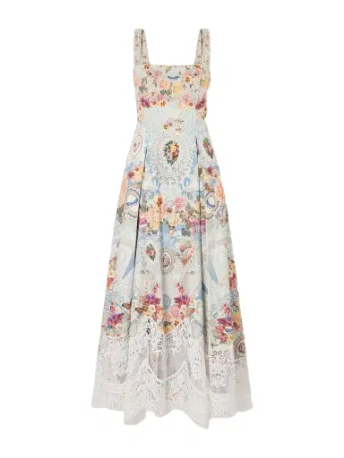 Camilla Printed Lace-trimmed Cotton-blend Midi Dress | Thumbnail 1