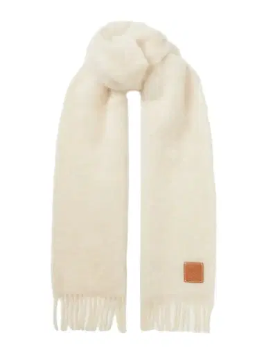 Loewe Leather-trimmed Fringed Mohair-blend Scarf | Thumbnail 1 Loewe Leather-trimmed Fringed Mohair-blend Scarf | Thumbnail 1
