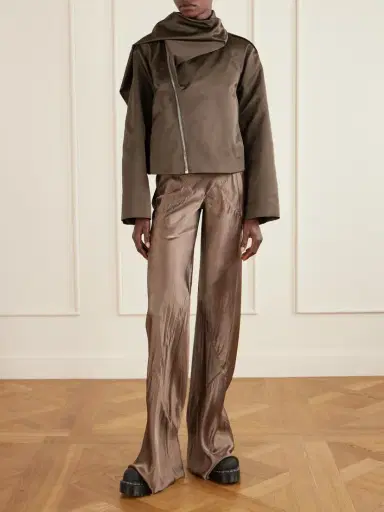 Rick Owens Cropped Scarf Flight Satin-shell Jacket | Thumbnail 2