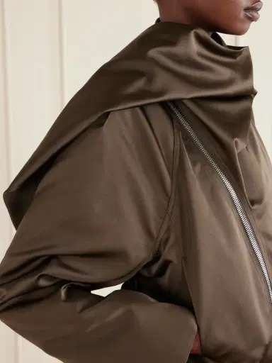 Rick Owens Cropped Scarf Flight Satin-shell Jacket | Thumbnail 4