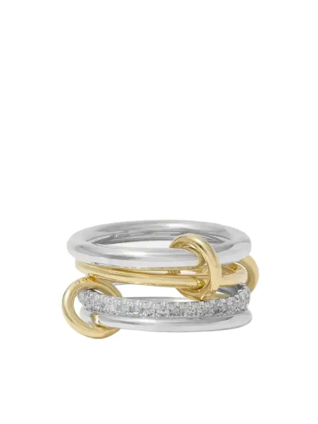Nimbus Set Of Four Sterling Silver And 18-karat Gold Diamond Rings