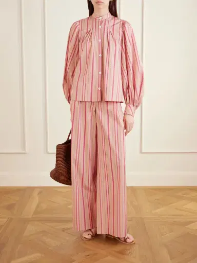 Thierry Colson Loulou Pleated Striped Cotton-poplin Wide-leg Pants | Thumbnail 2