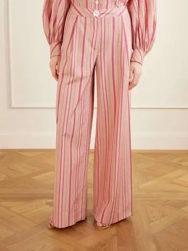 Thierry Colson Loulou Pleated Striped Cotton-poplin Wide-leg Pants | Thumbnail 3