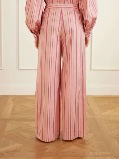 Thierry Colson Loulou Pleated Striped Cotton-poplin Wide-leg Pants | Thumbnail 4