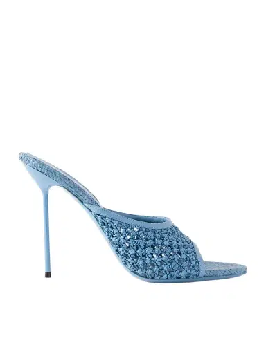 Paris Texas Lidia 105 Leather-trimmed Straw Mules | Thumbnail 1 Paris Texas Lidia 105 Leather-trimmed Straw Mules | Thumbnail 1