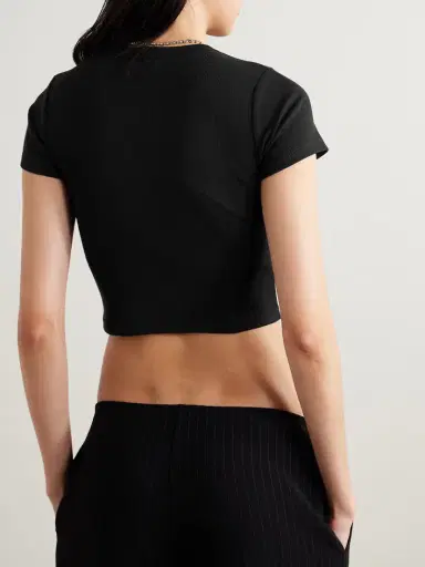 LESET Kelly Cropped Ribbed Stretch-cotton Jersey T-shirt | Thumbnail 4
