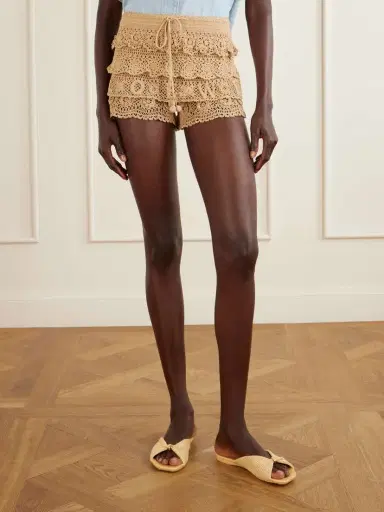 Loewe + Paula’s Ibiza Ruffled Crocheted Cotton Drawstring Shorts | Thumbnail 3 Loewe + Paula’s Ibiza Ruffled Crocheted Cotton Drawstring Shorts | Thumbnail 3