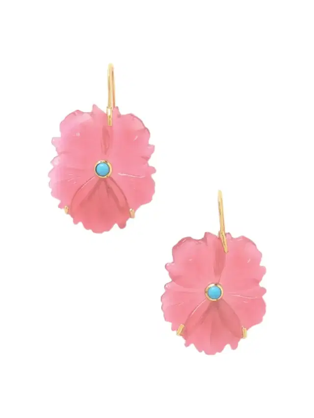 New Bloom Gold-plated, Glass And Turquoise Earrings