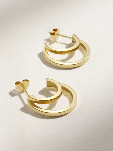 Jennifer Meyer Mini Double 18-karat Gold Hoop Earrings | Thumbnail 1 Jennifer Meyer Mini Double 18-karat Gold Hoop Earrings | Thumbnail 1