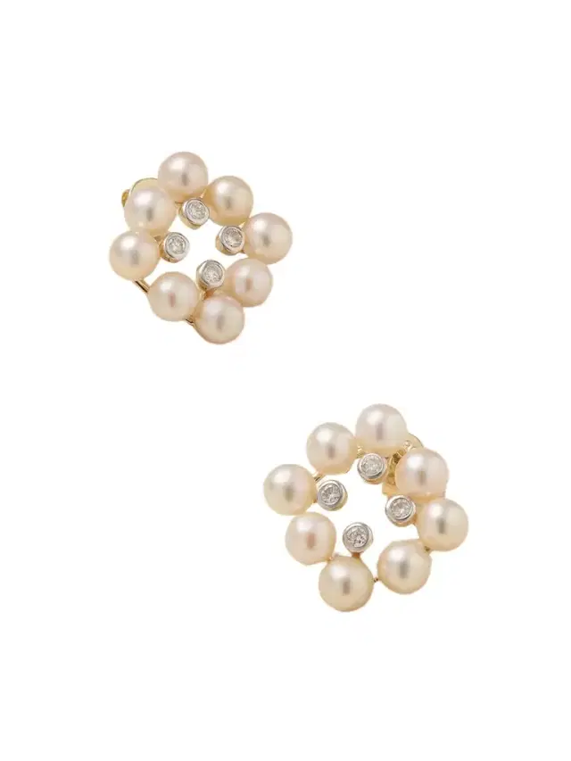 14-karat Yellow And White Gold, Pearl And Diamond Earrings