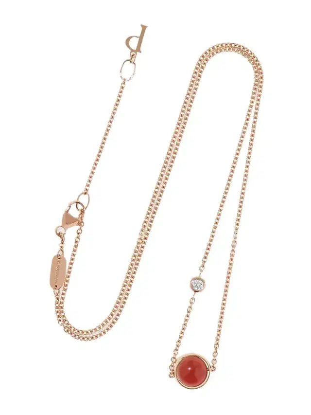 Possession 18-karat Rose Gold, Carnelian And Diamond Necklace
