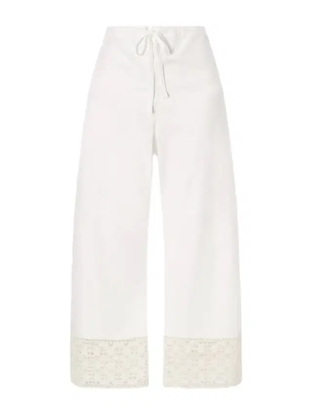 Heriloom Lace-trimmed Cotton-poplin Wide-leg Pants
