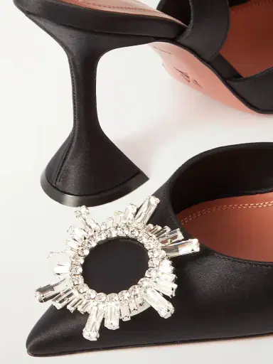 Amina Muaddi Begum Swarovski Crystal-embellished Satin Slingback Pumps | Thumbnail 4 Amina Muaddi Begum Swarovski Crystal-embellished Satin Slingback Pumps | Thumbnail 4