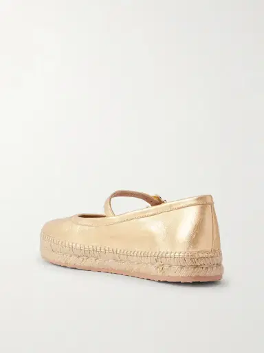 Gianvito Rossi Elda Metallic Leather Espadrille Mary Jane Flats | Thumbnail 2 Gianvito Rossi Elda Metallic Leather Espadrille Mary Jane Flats | Thumbnail 2