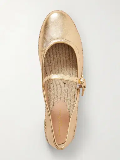 Gianvito Rossi Elda Metallic Leather Espadrille Mary Jane Flats | Thumbnail 5 Gianvito Rossi Elda Metallic Leather Espadrille Mary Jane Flats | Thumbnail 5