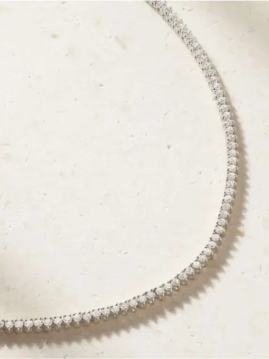 STONE AND STRAND The Essential Dainty 14-karat White Gold Diamond Tennis Necklace | Thumbnail 4 STONE AND STRAND The Essential Dainty 14-karat White Gold Diamond Tennis Necklace | Thumbnail 4