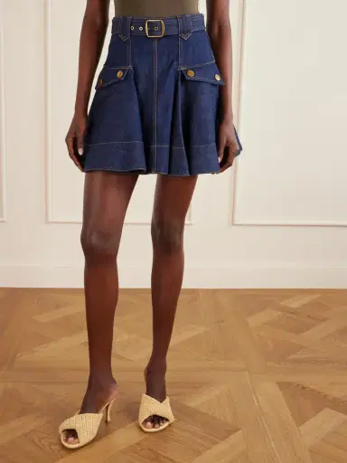 Zimmermann Belted Denim Mini Skirt | Thumbnail 3