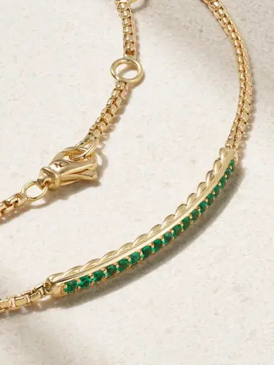 David Yurman Petite Pavé 18-karat Gold Emerald Bracelet | Thumbnail 3 David Yurman Petite Pavé 18-karat Gold Emerald Bracelet | Thumbnail 3