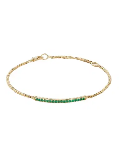 David Yurman Petite Pavé 18-karat Gold Emerald Bracelet | Thumbnail 1 David Yurman Petite Pavé 18-karat Gold Emerald Bracelet | Thumbnail 1