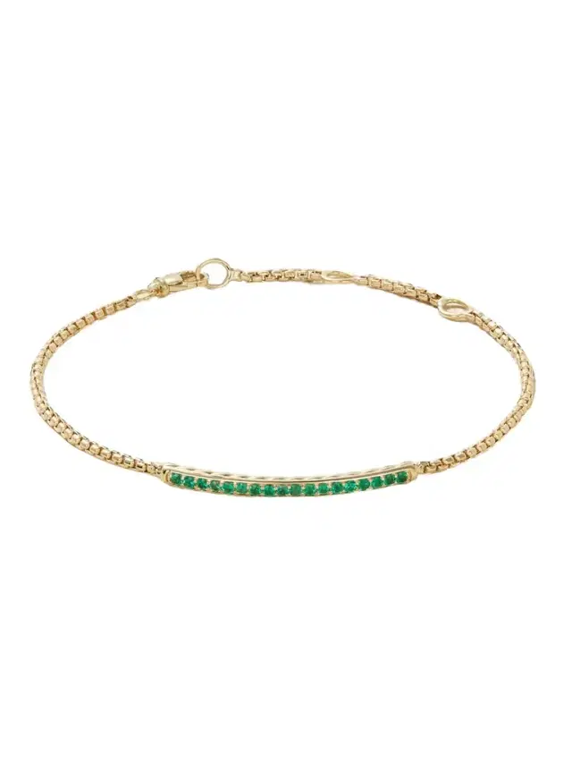 David Yurman Petite Pavé 18-karat Gold Emerald Bracelet