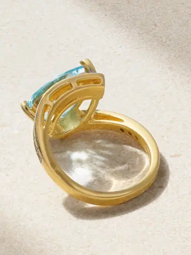 Mateo Slanted 14-karat Gold, Topaz And Diamond Ring | Thumbnail 3 Mateo Slanted 14-karat Gold, Topaz And Diamond Ring | Thumbnail 3
