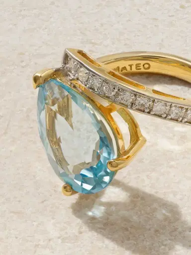 Mateo Slanted 14-karat Gold, Topaz And Diamond Ring | Thumbnail 4 Mateo Slanted 14-karat Gold, Topaz And Diamond Ring | Thumbnail 4