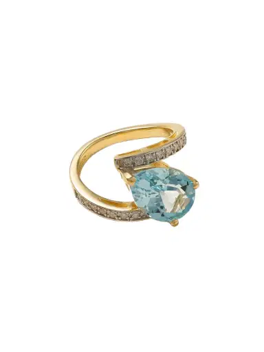 Mateo Slanted 14-karat Gold, Topaz And Diamond Ring | Thumbnail 1 Mateo Slanted 14-karat Gold, Topaz And Diamond Ring | Thumbnail 1