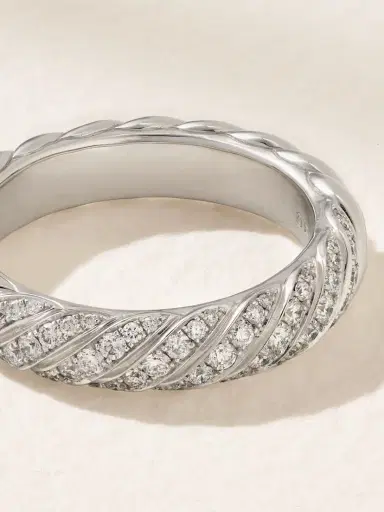 David Yurman Sculpted Cable 18-karat White Gold Diamond Ring | Thumbnail 3 David Yurman Sculpted Cable 18-karat White Gold Diamond Ring | Thumbnail 3