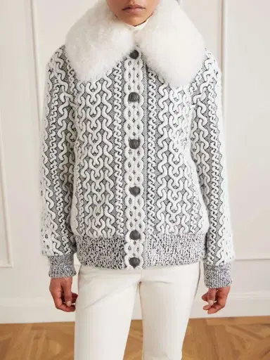 Moncler Grenoble Beille Padded Shearling-trimmed Woven Down Bomber Jacket | Thumbnail 3 Moncler Grenoble Beille Padded Shearling-trimmed Woven Down Bomber Jacket | Thumbnail 3