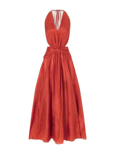 Zimmermann Indra Knotted Silk Halterneck Maxi Dress | Thumbnail 1 Zimmermann Indra Knotted Silk Halterneck Maxi Dress | Thumbnail 1