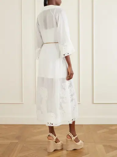 Zimmermann Indra Embroidered Belted Ramie Maxi Dress | Thumbnail 3
