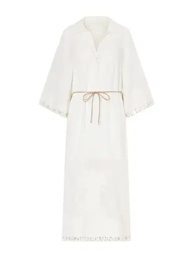 Zimmermann Indra Embroidered Belted Ramie Maxi Dress | Thumbnail 1