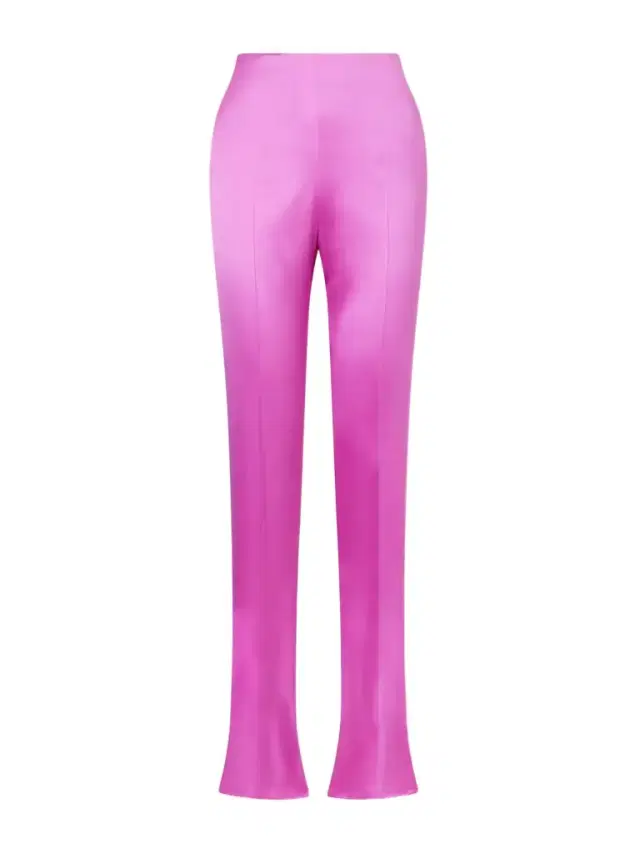 Silk-blend Duchesse Straight-leg Pants
