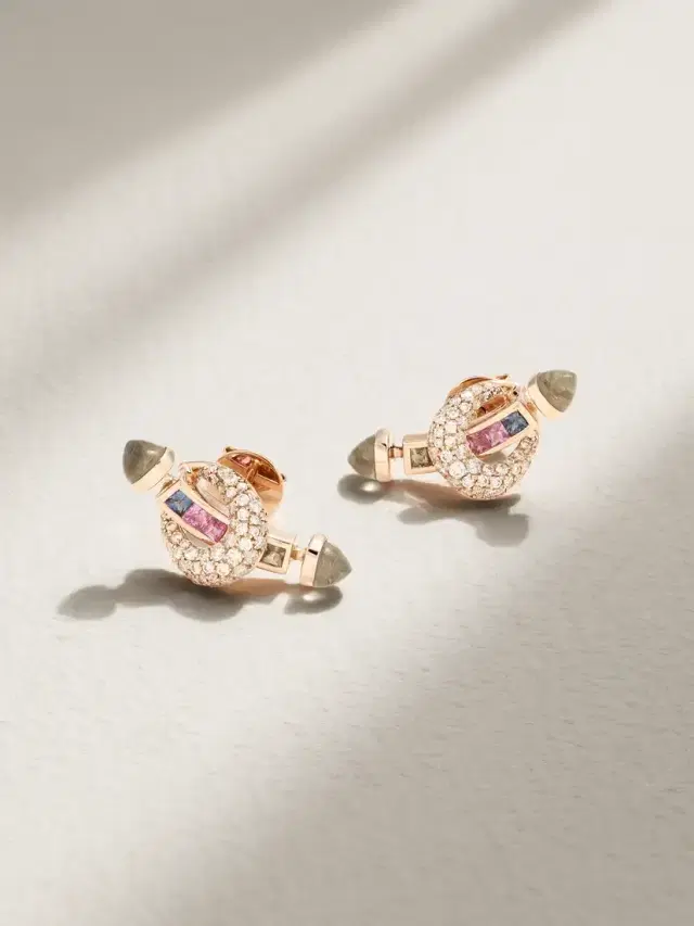 Ananya Chakra 18-karat Rose Gold Multi-stone Earrings