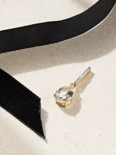 Mateo 14-karat Gold, Velvet, Topaz And Diamond Choker | Thumbnail 1 Mateo 14-karat Gold, Velvet, Topaz And Diamond Choker | Thumbnail 1