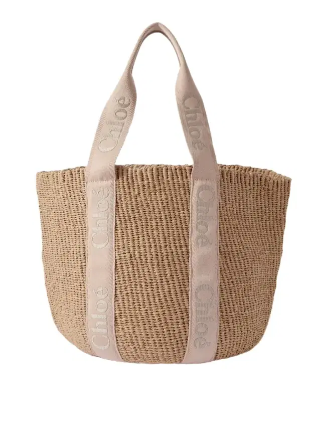 Chloé Woody Large Leather-trimmed Raffia Tote