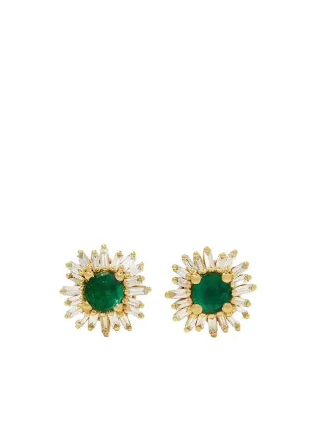 18-karat Gold, Emerald And Diamond Earrings