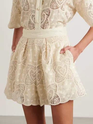 Zimmermann Wanderlust Crocheted Embroidered Cotton-blend Shorts | Thumbnail 3 Zimmermann Wanderlust Crocheted Embroidered Cotton-blend Shorts | Thumbnail 3