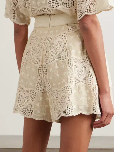 Zimmermann Wanderlust Crocheted Embroidered Cotton-blend Shorts | Thumbnail 4 Zimmermann Wanderlust Crocheted Embroidered Cotton-blend Shorts | Thumbnail 4