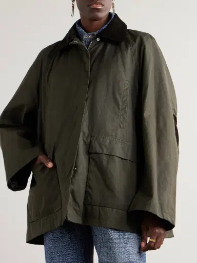 TOTEME Oversized Corduroy-trimmed Waxed Organic Cotton Jacket | Thumbnail 3 TOTEME Oversized Corduroy-trimmed Waxed Organic Cotton Jacket | Thumbnail 3