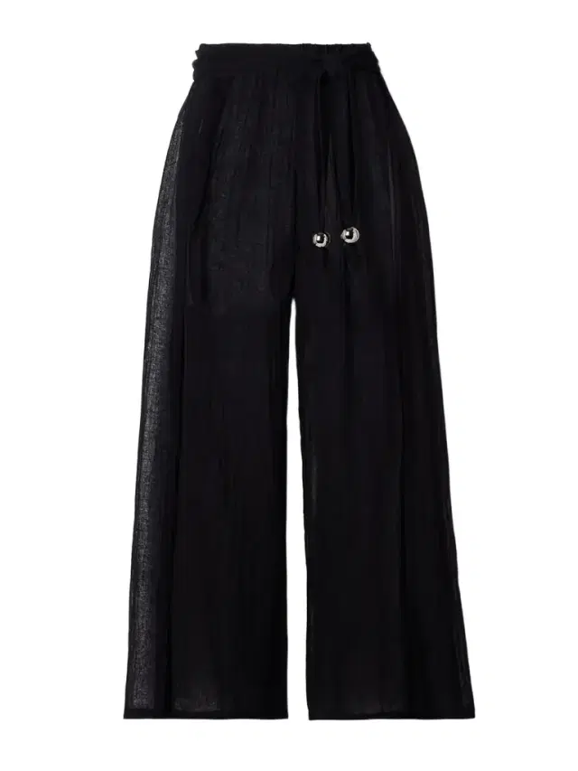 Lisa Marie Fernandez Embellished Belted Crinkled Linen-blend Gauze Wide-leg Pants