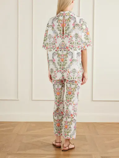 Borgo de Nor Akari Printed Broderie Anglaise Cotton Shirt | Thumbnail 3