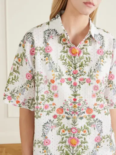 Borgo de Nor Akari Printed Broderie Anglaise Cotton Shirt | Thumbnail 4