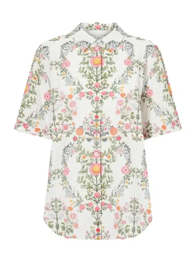 Akari Printed Broderie Anglaise Cotton Shirt