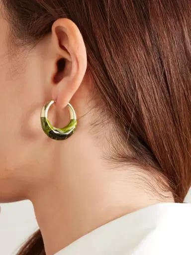 Dinosaur Designs Small Gold-tone And Resin Hoop Earrings | Thumbnail 2 Dinosaur Designs Small Gold-tone And Resin Hoop Earrings | Thumbnail 2