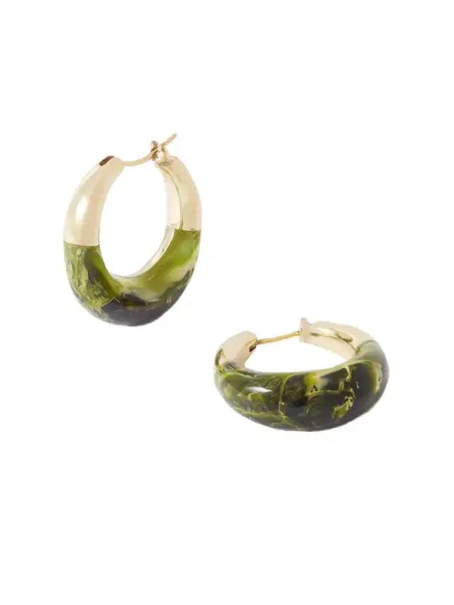 Dinosaur Designs Small Gold-tone And Resin Hoop Earrings