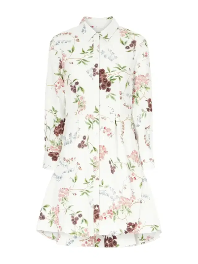 Pleated Floral-print Cotton-poplin Mini Shirt Dress
