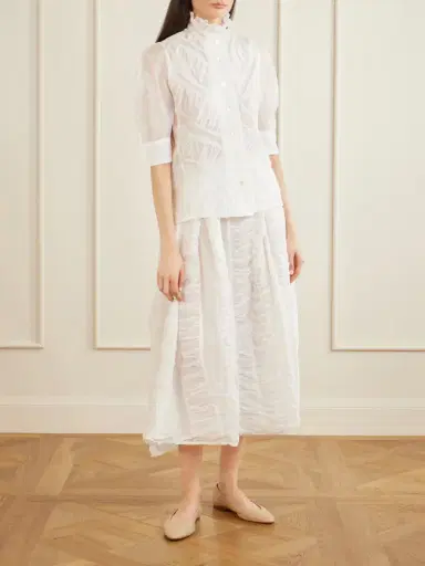 Thierry Colson Vita Ruffled Pleated Cotton-gauze Shirt | Thumbnail 2